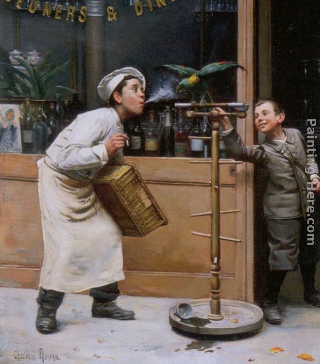 Paul Charles Chocarne-Moreau Teasing the Parrot